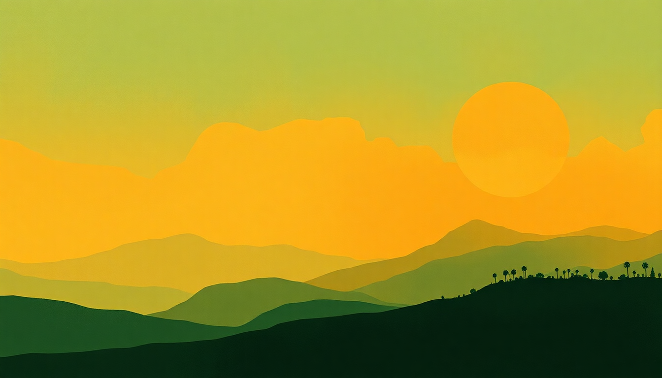 Fan-driven abstract illustration evoking the emotional arc of Masiteladi by Amadou and Mariam