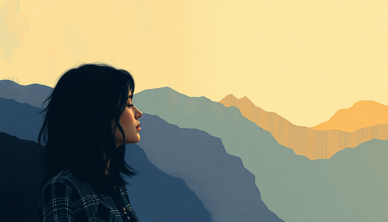 Fan-driven abstract illustration evoking the emotional arc of Maybe by Janis Joplin