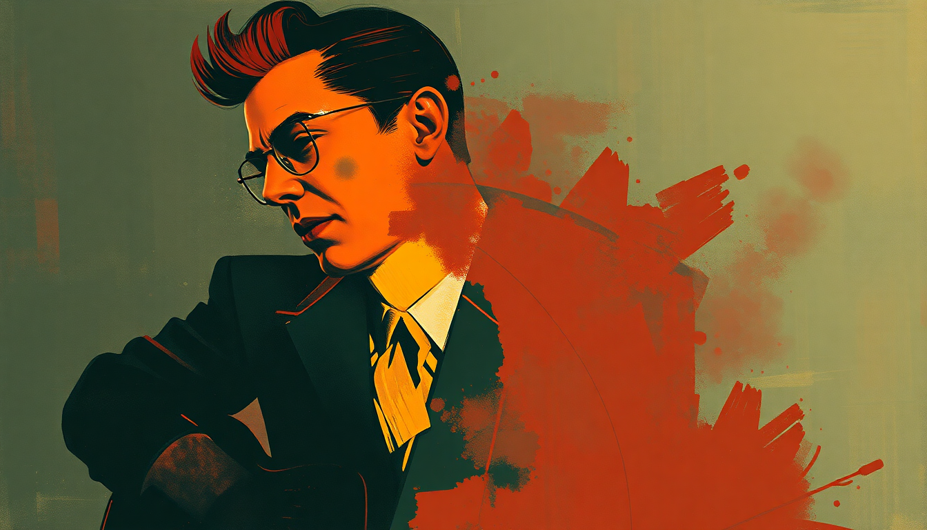 Fan-driven abstract illustration evoking the emotional arc of Mean Woman Blues by Jerry Lee Lewis