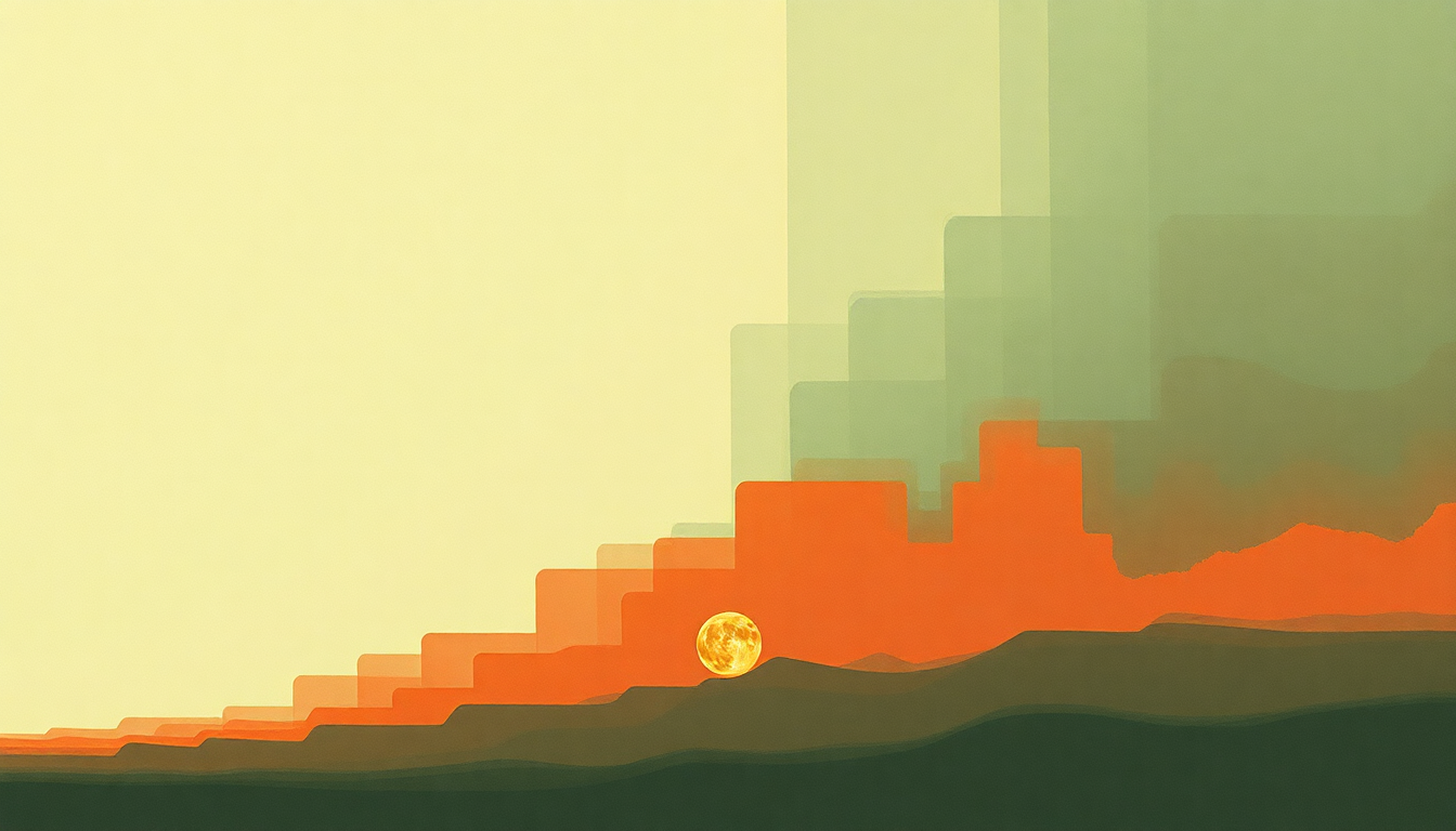 Fan-driven abstract illustration evoking the emotional arc of Memories Can't Wait by Talking Heads