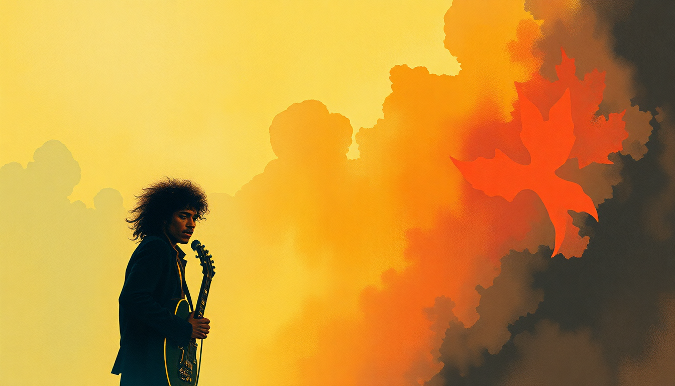 Fan-driven abstract illustration evoking the emotional arc of Message to Love by Jimi Hendrix