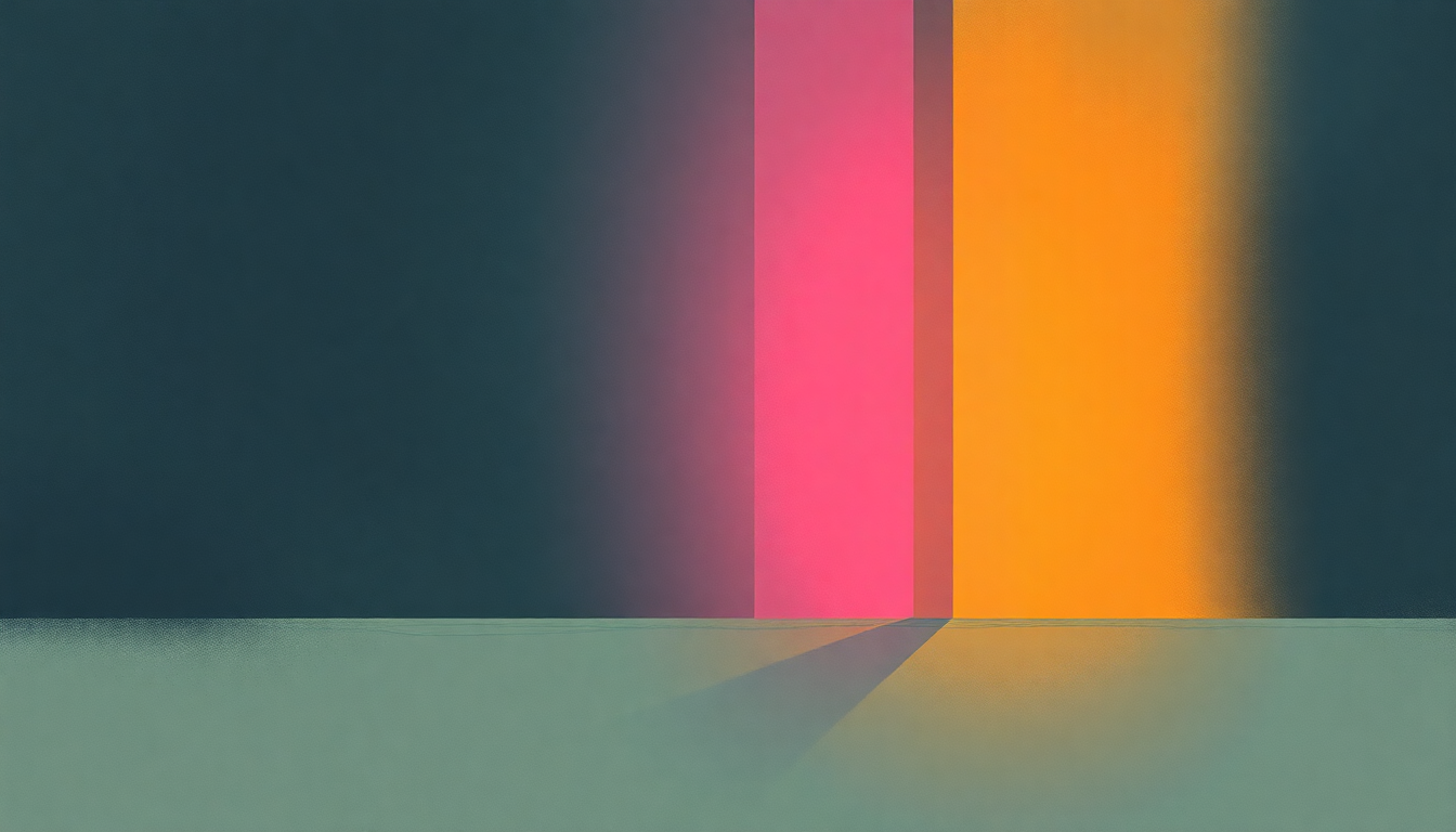 Fan-driven abstract illustration evoking the emotional arc of Metamorphosis Two by Philip Glass