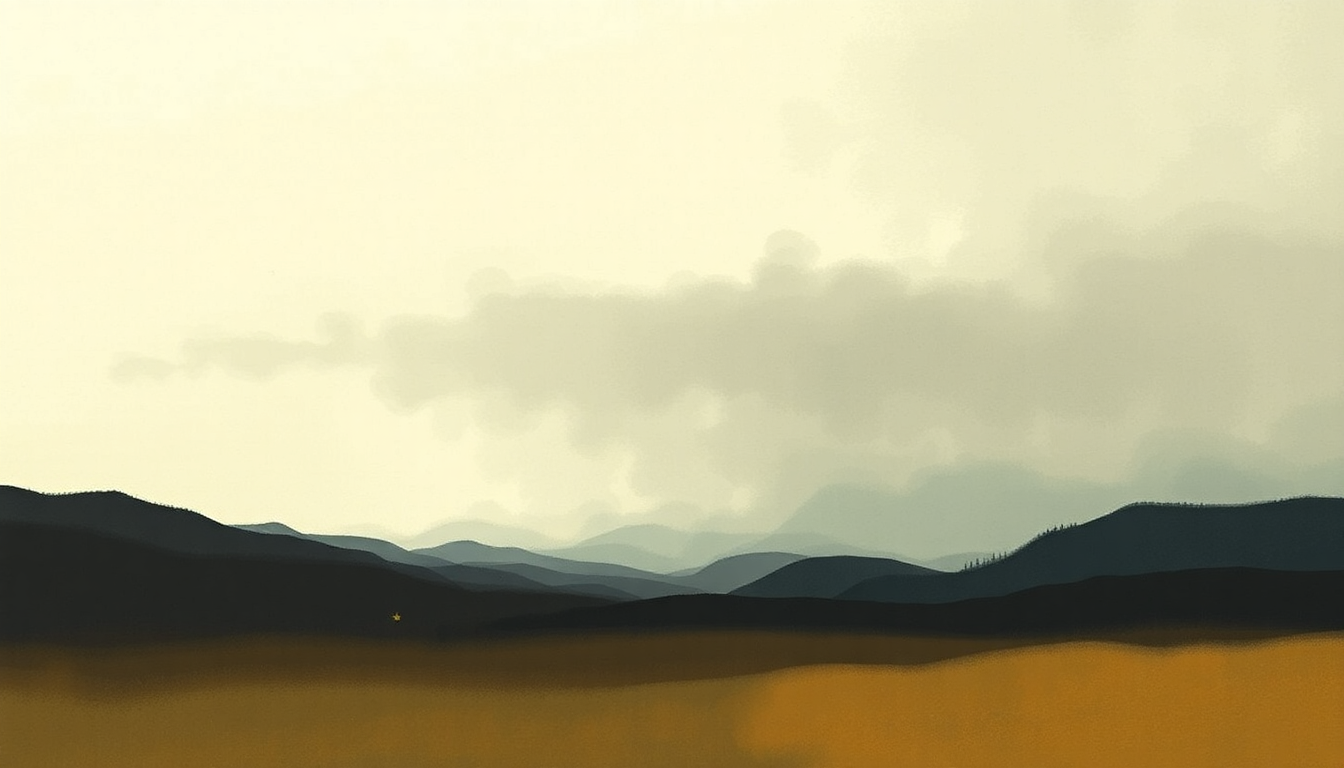 Fan-driven abstract illustration evoking the emotional arc of Michicant by Bon Iver