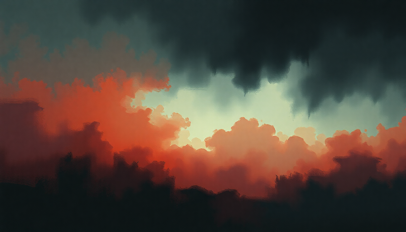 Fan-driven abstract illustration evoking the emotional arc of Midlife Crisis by Faith No More