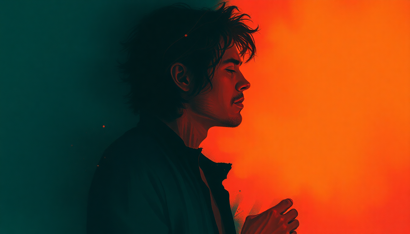 Fan-driven abstract illustration evoking the emotional arc of Midnight Man by Nick Cave & The Bad Seeds