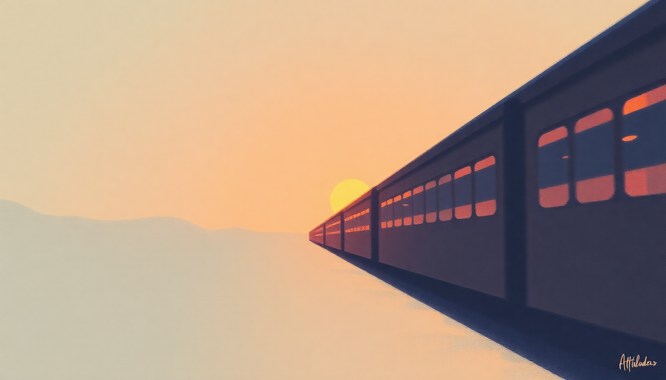 Fan-driven abstract illustration evoking the emotional arc of Midnight Train by The Flatlanders