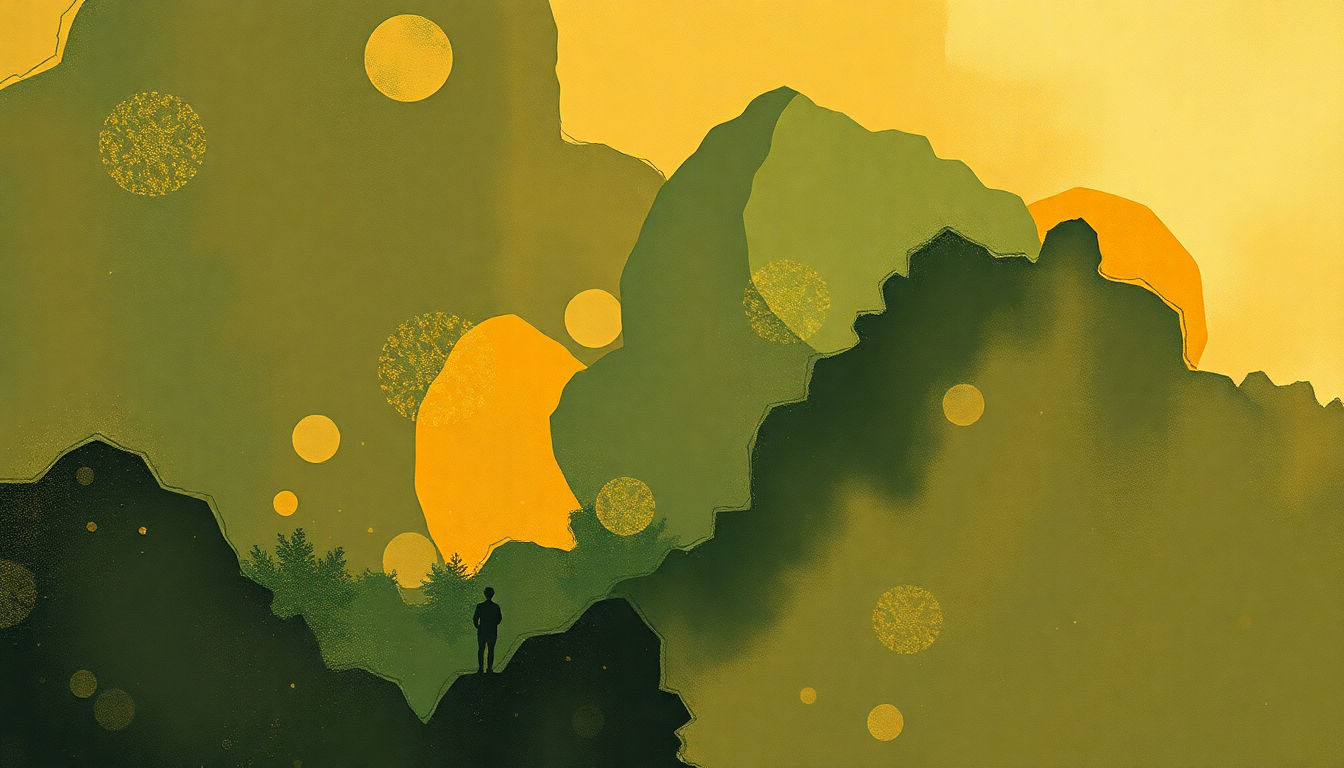 Fan-driven abstract illustration evoking the emotional arc of Minstrels by Claude Debussy