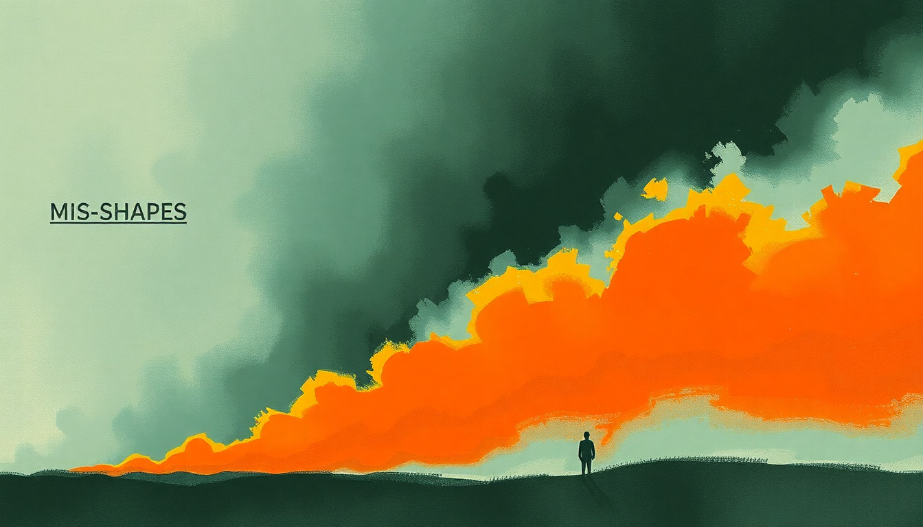 Fan-driven abstract illustration evoking the emotional arc of Mis-Shapes by Pulp