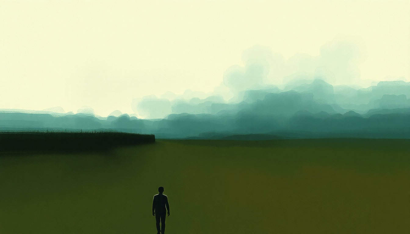 Fan-driven abstract illustration evoking the emotional arc of Mississippi County Farm Blues by Son House