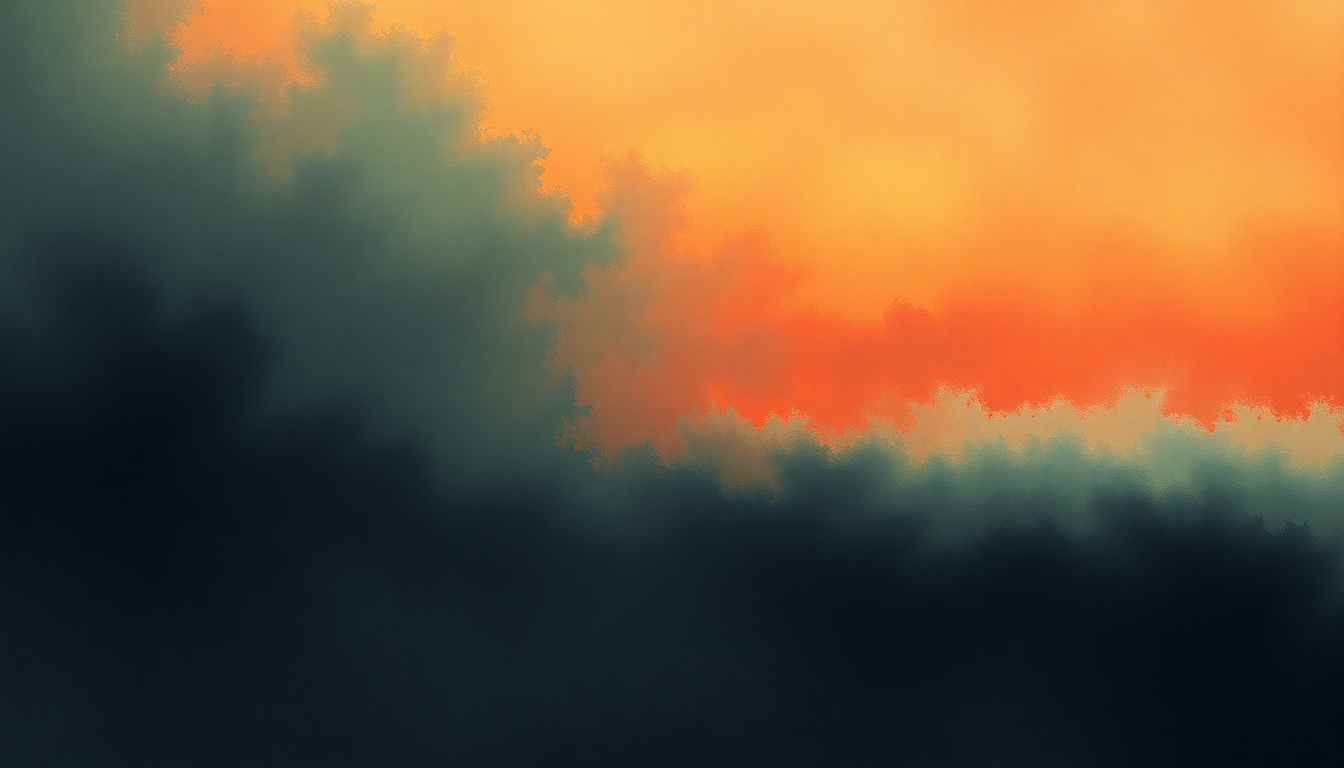 Fan-driven abstract illustration evoking the emotional arc of Mogwai Fear Satan by Mogwai