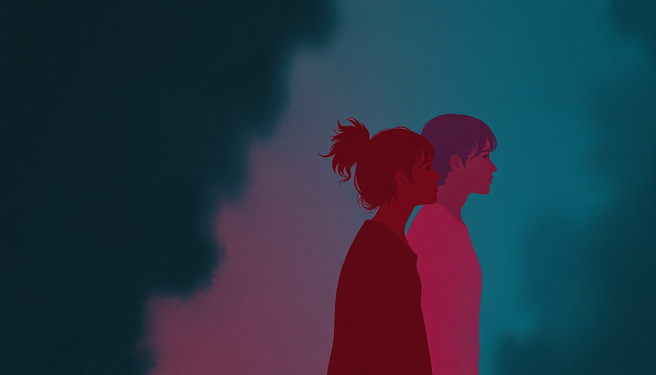 Fan-driven abstract illustration evoking the emotional arc of Mommy Daddy You and I by Talking Heads