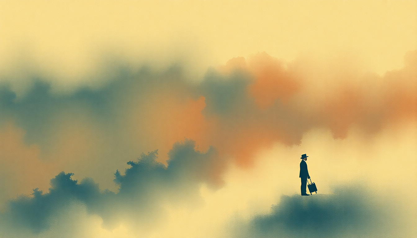 Fan-driven abstract illustration evoking the emotional arc of Mood Indigo by Frank Sinatra