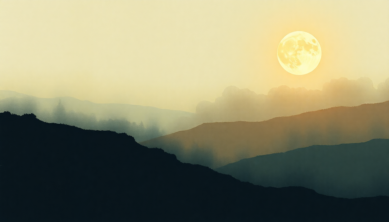 Fan-driven abstract illustration evoking the emotional arc of Moon Above Sun Below by Opeth