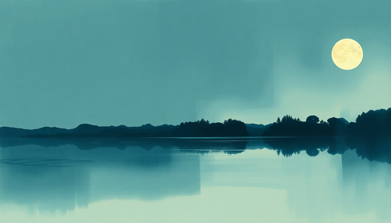 Fan-driven abstract illustration evoking the emotional arc of Moonlight on the River by Mac DeMarco