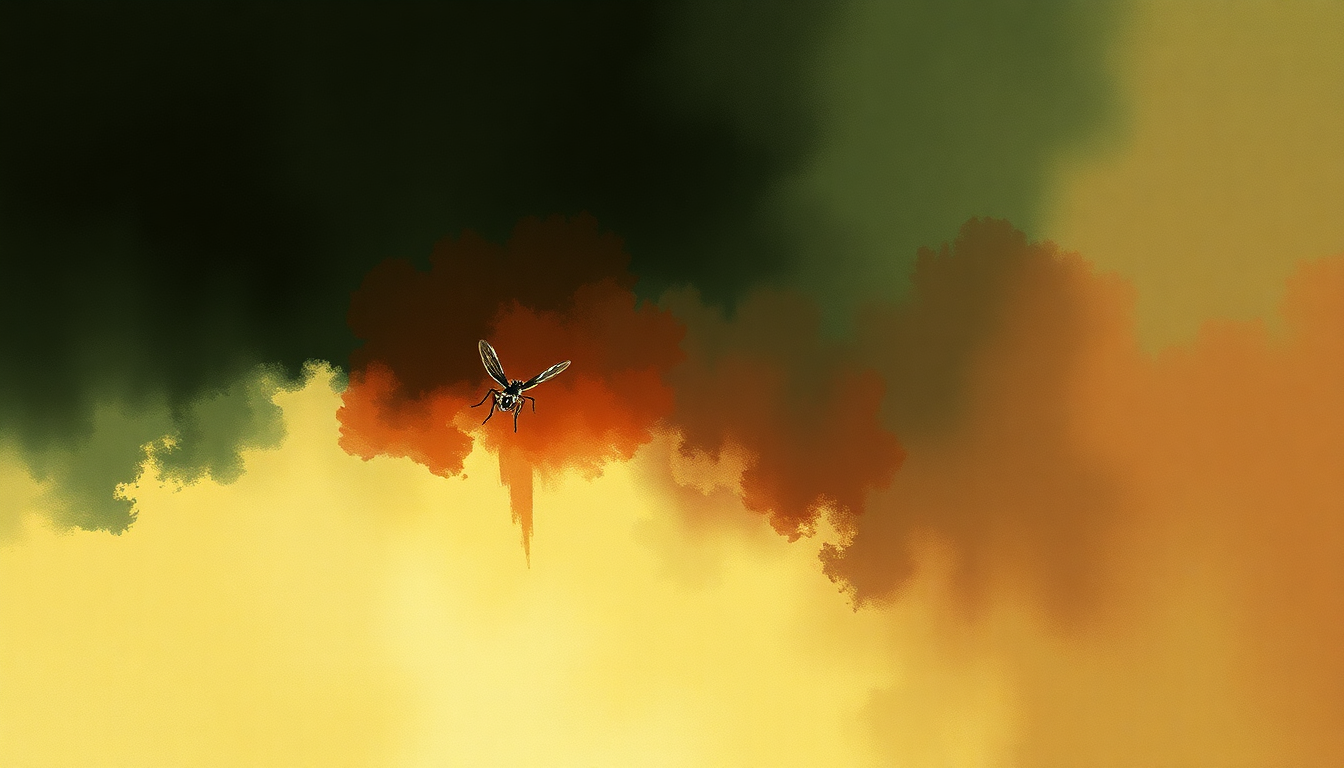 Fan-driven abstract illustration evoking the emotional arc of Mosquito by Yeah Yeah Yeahs