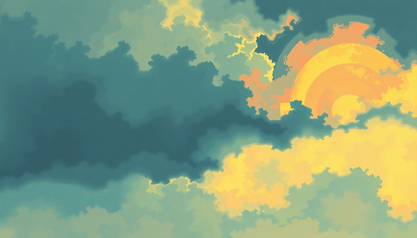 Fan-driven abstract illustration evoking the emotional arc of Mother Sky by Can