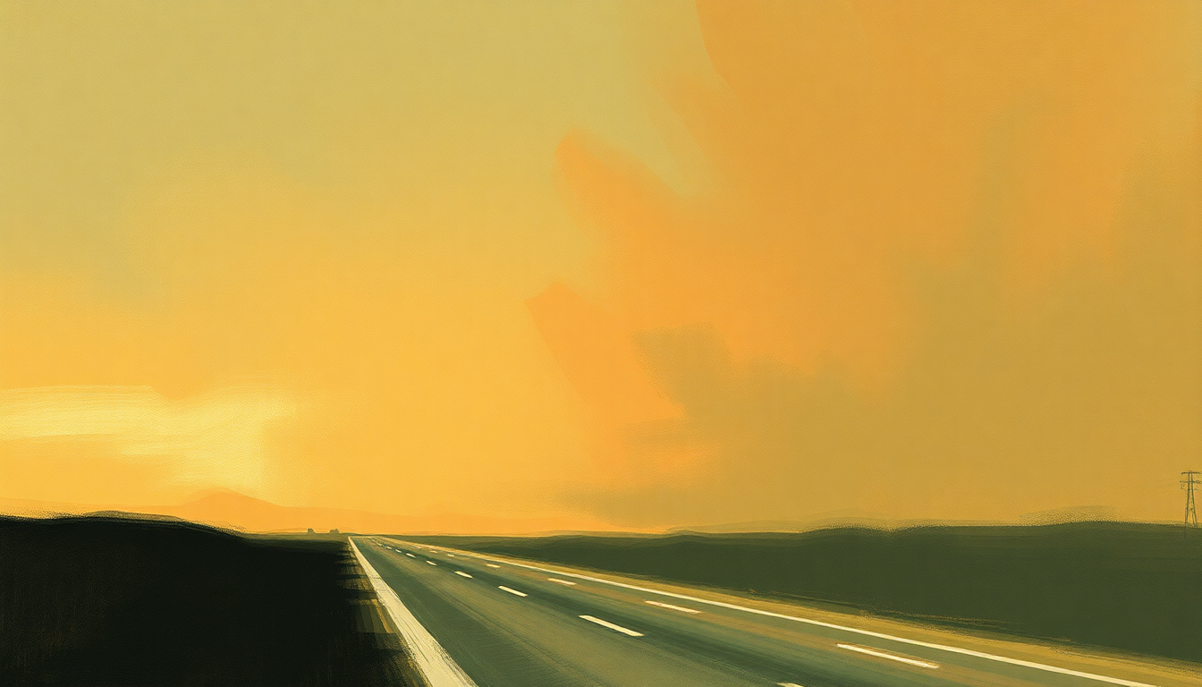 Fan-driven abstract illustration evoking the emotional arc of Motorway to Roswell by Pixies