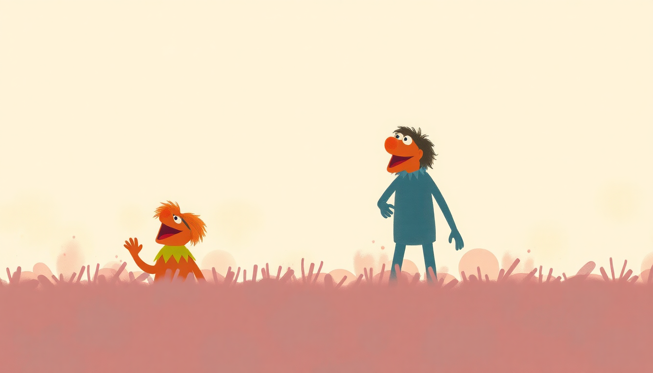 Fan-driven abstract illustration evoking the emotional arc of Movin' Right Along by The Muppets