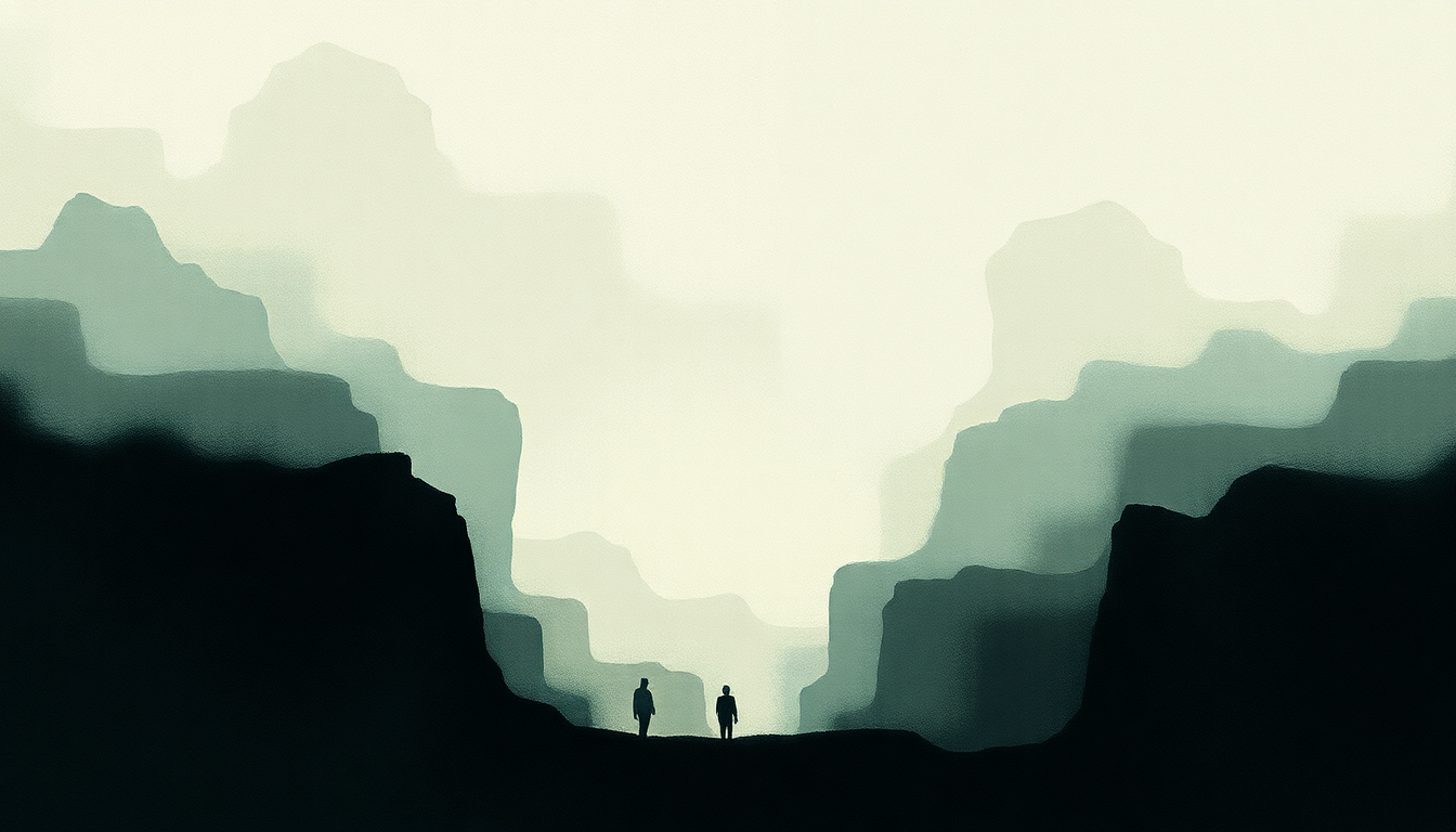 Fan-driven abstract illustration evoking the emotional arc of Murderer by Low
