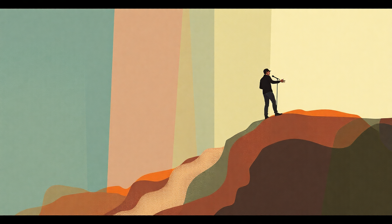 Fan-driven abstract illustration evoking the emotional arc of Musta Notta Gotta Lotta by Joe Ely