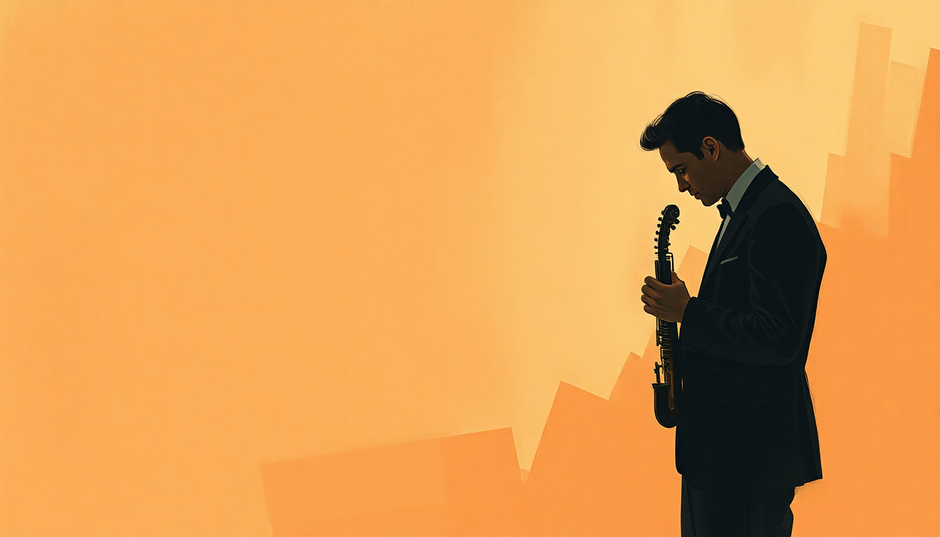Fan-driven abstract illustration evoking the emotional arc of My Funny Valentine by Chet Baker