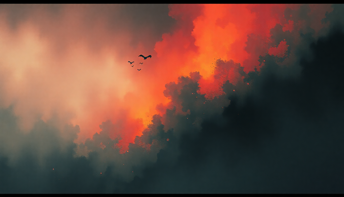 Fan-driven abstract illustration evoking the emotional arc of My Heart for Deliverance by Neurosis