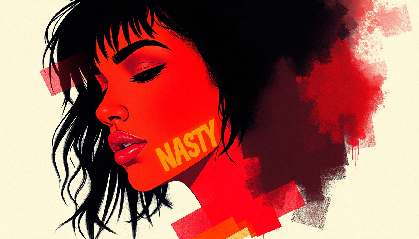 Fan-driven abstract illustration evoking the emotional arc of Nasty by Janet Jackson