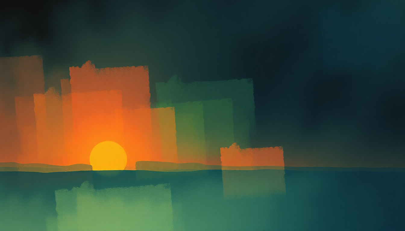 Fan-driven abstract illustration evoking the emotional arc of Natural Science by Rush