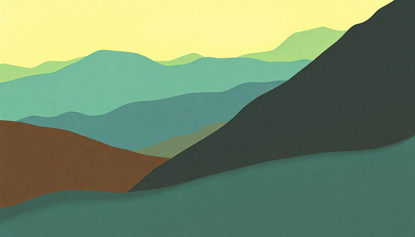 Fan-driven abstract illustration evoking the emotional arc of Needles in the Camel's Eye by Brian Eno