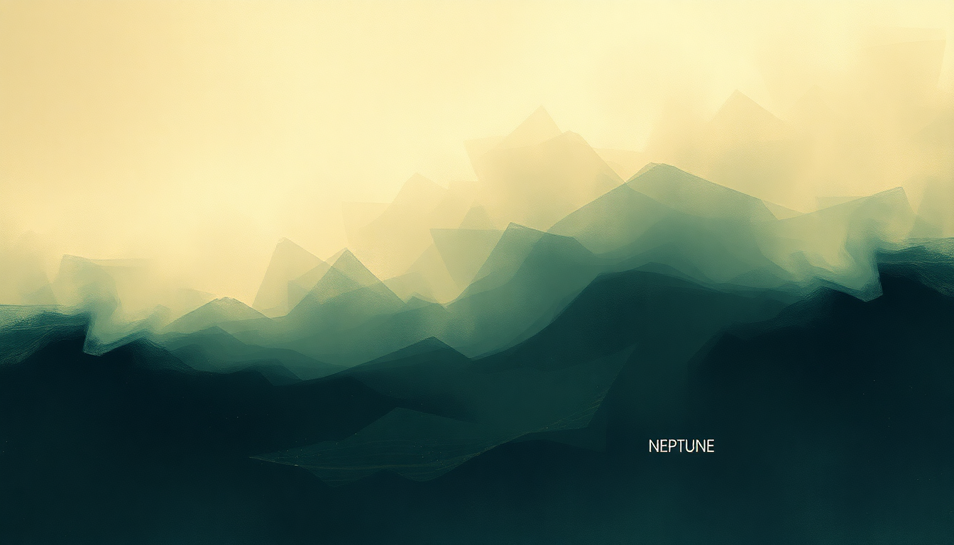 Fan-driven abstract illustration evoking the emotional arc of Neptune by Gustav Holst