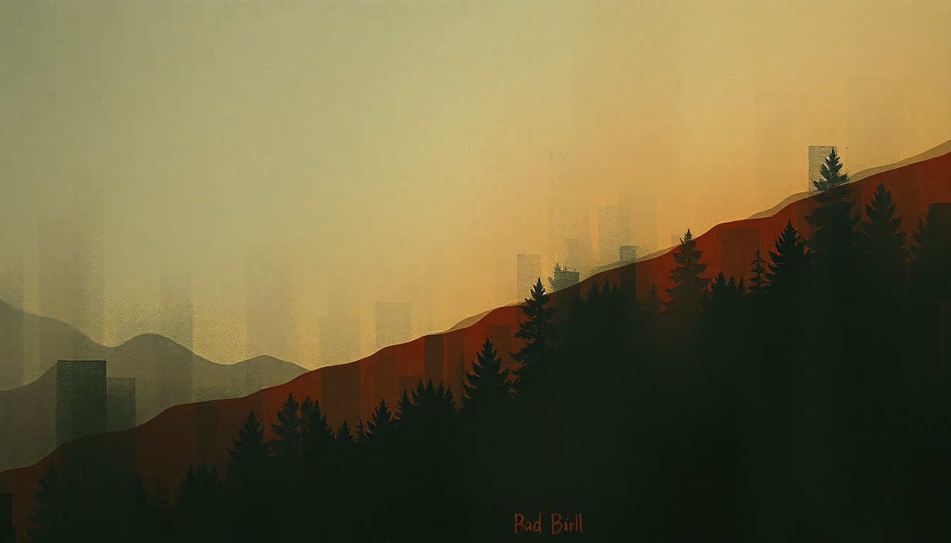 Fan-driven abstract illustration evoking the emotional arc of New Dark Ages by Bad Religion