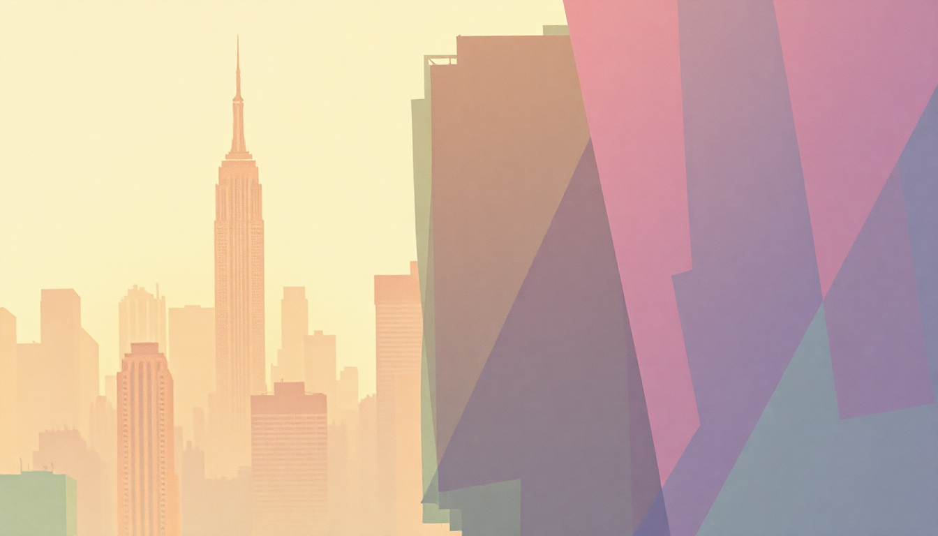 Fan-driven abstract illustration evoking the emotional arc of New York City by John Lennon