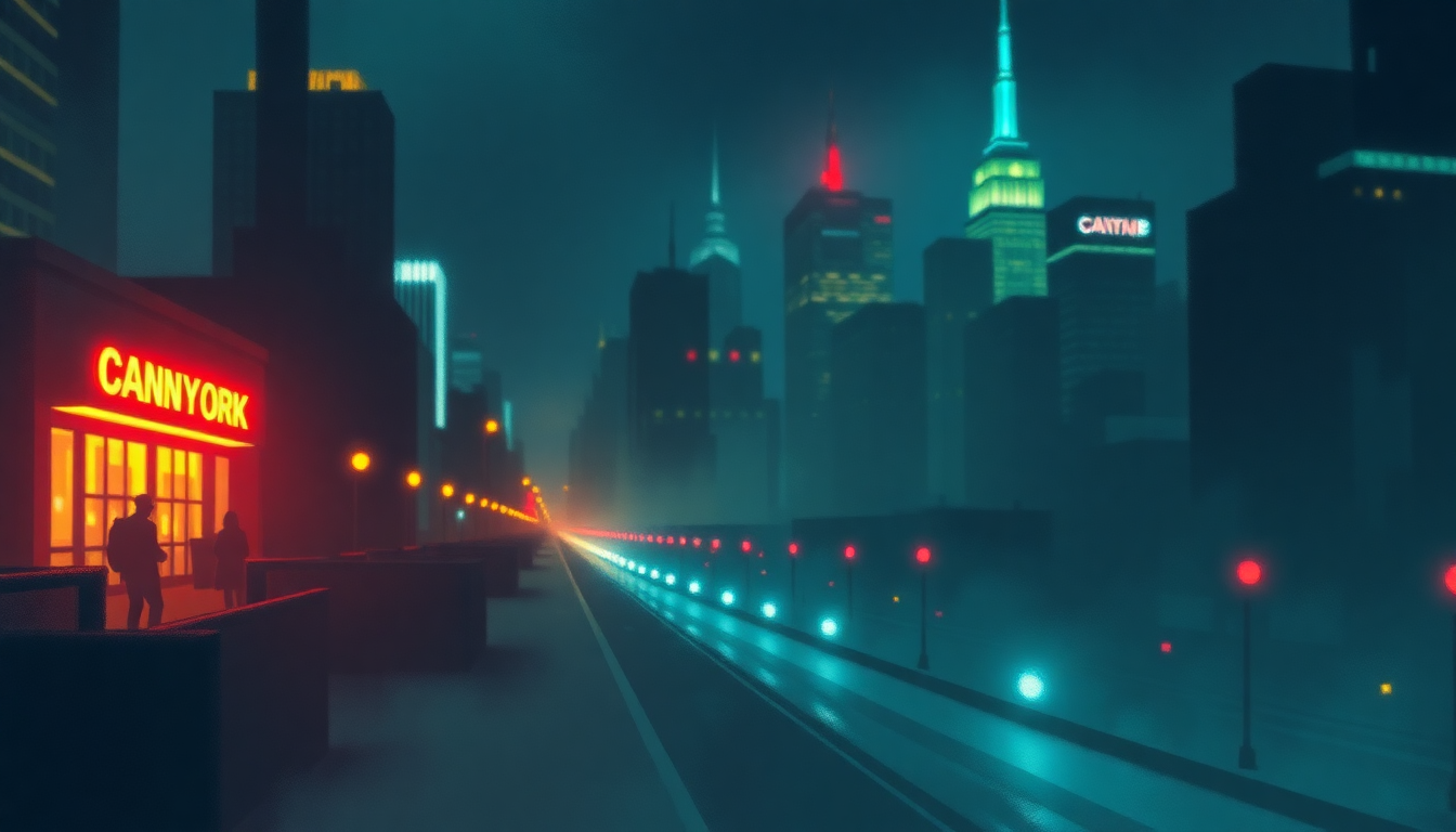 Fan-driven abstract illustration evoking the emotional arc of New York New York by Grandmaster Flash and the Furious Five