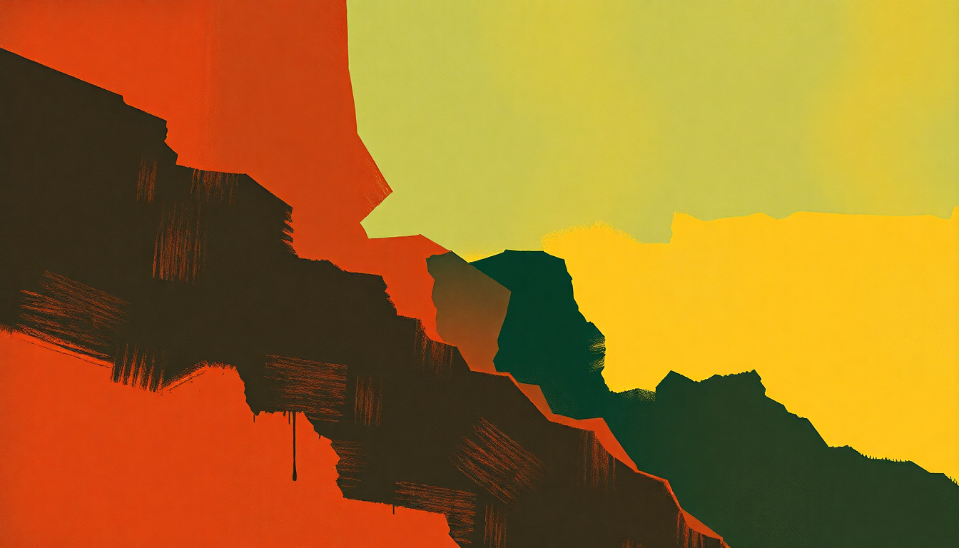 Fan-driven abstract illustration evoking the emotional arc of Niggers Are Scared of Revolution by The Last Poets