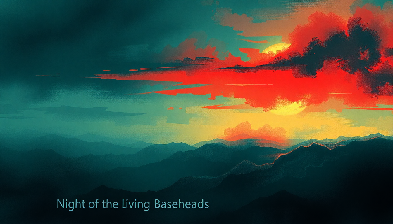 Fan-driven abstract illustration evoking the emotional arc of Night of the Living Baseheads by Public Enemy