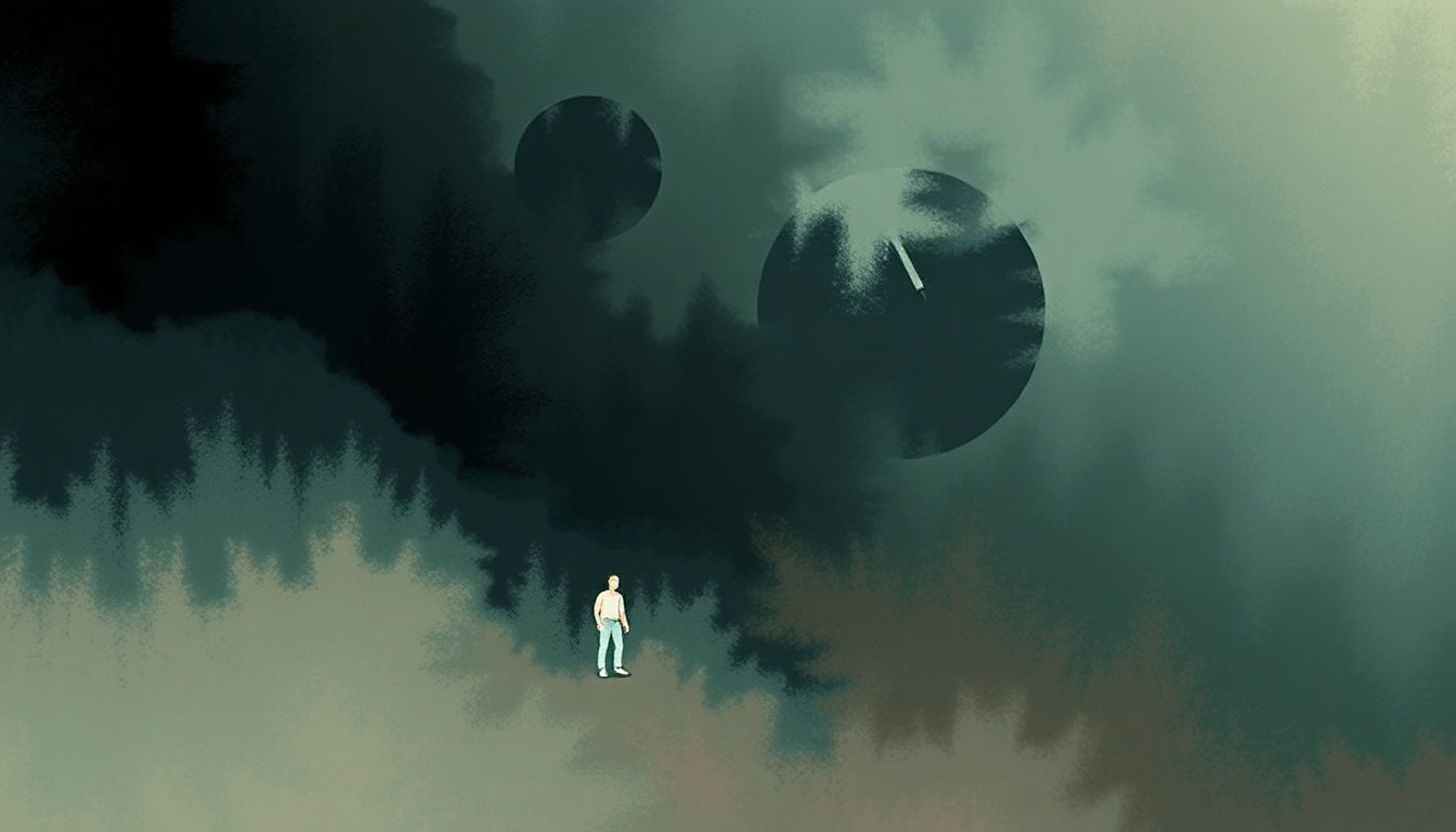 Fan-driven abstract illustration evoking the emotional arc of No One Knows by Queens of the Stone Age