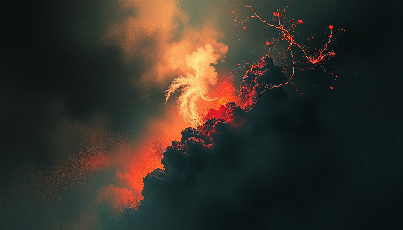 Fan-driven abstract illustration evoking the emotional arc of No Remorse by Metallica