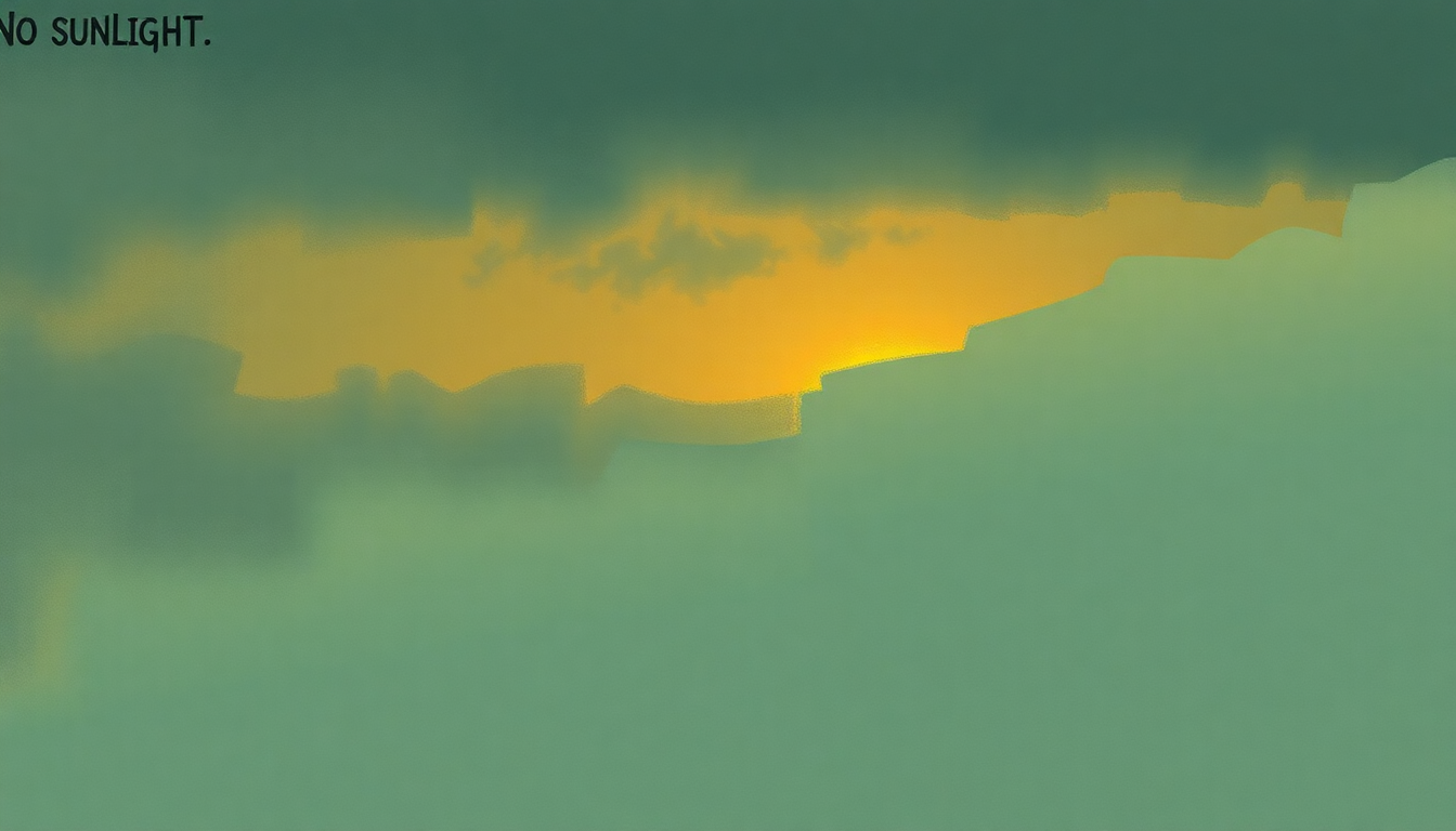 Fan-driven abstract illustration evoking the emotional arc of No Sunlight by Death Cab for Cutie