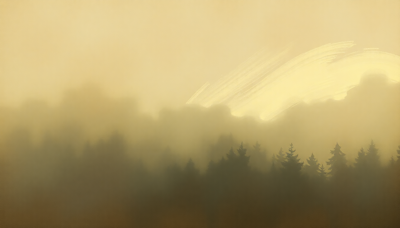 Fan-driven abstract illustration evoking the emotional arc of Nuages by Claude Debussy