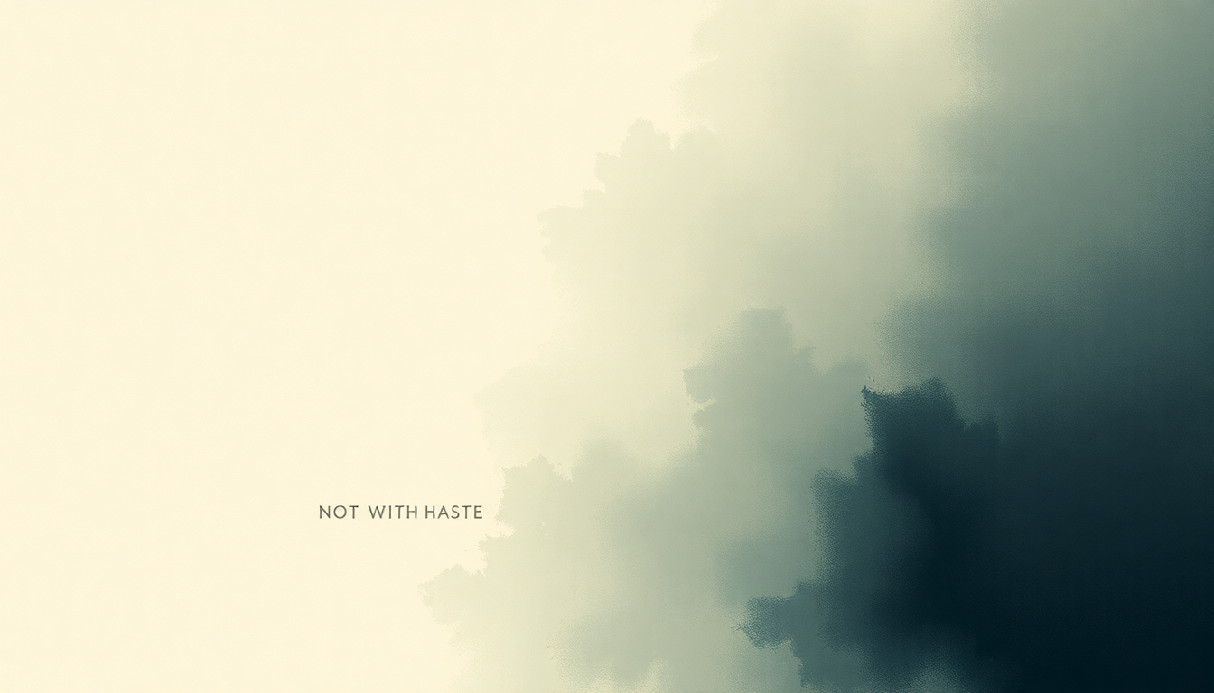 Fan-driven abstract illustration evoking the emotional arc of Not With Haste by Mumford & Sons