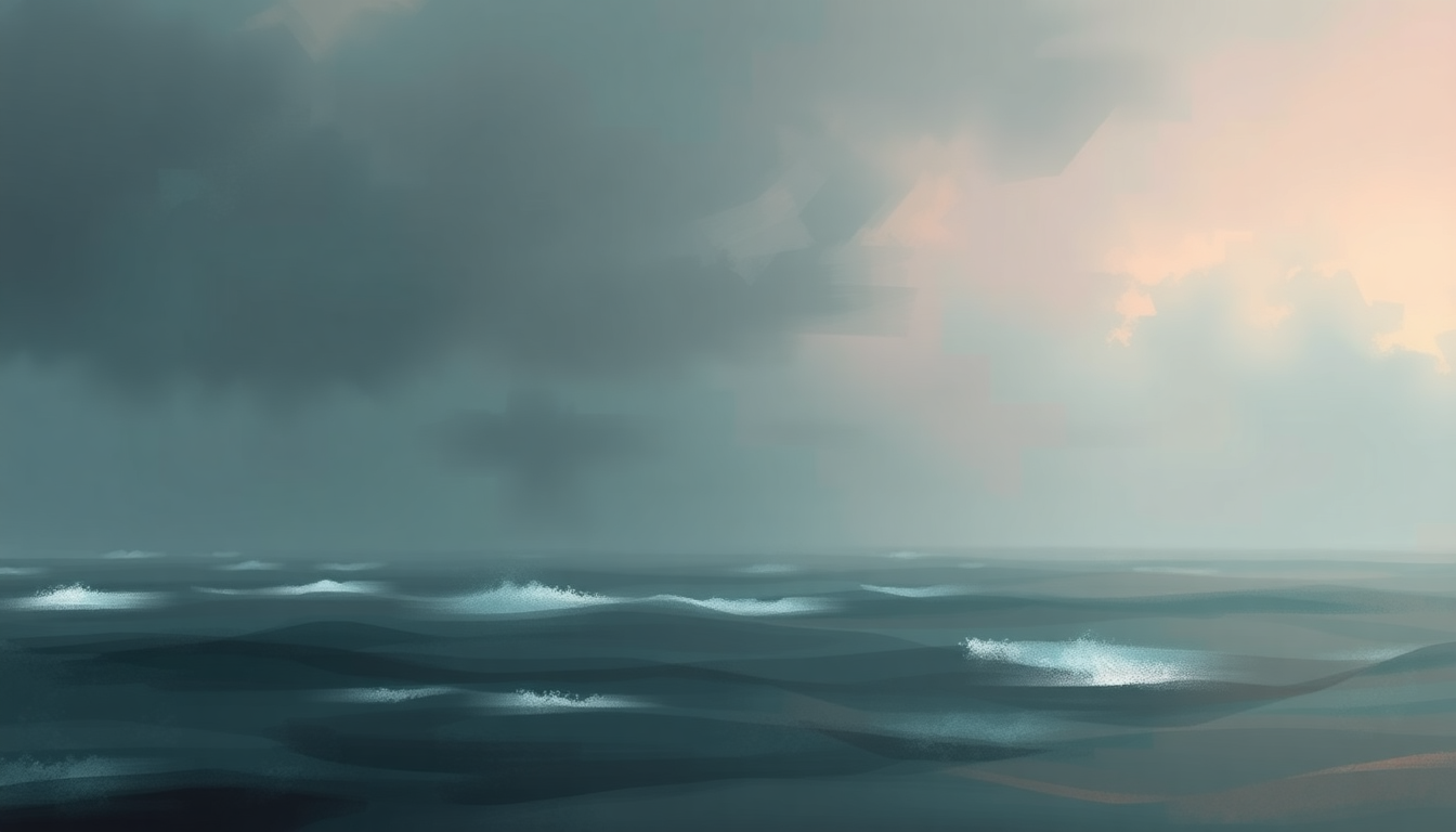 Fan-driven abstract illustration evoking the emotional arc of Ocean Etude by Frédéric Chopin