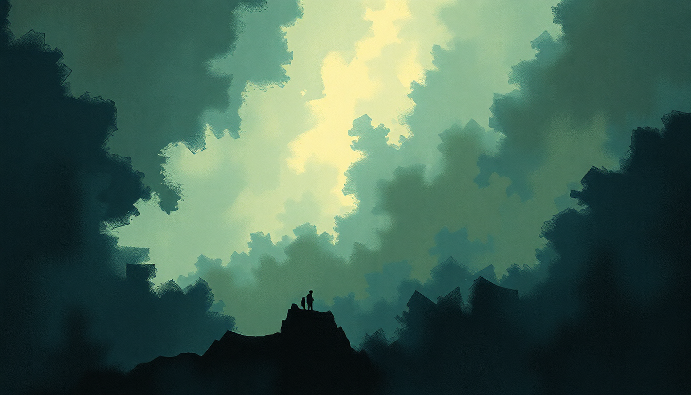 Fan-driven abstract illustration evoking the emotional arc of Of Wolf and Man by Metallica