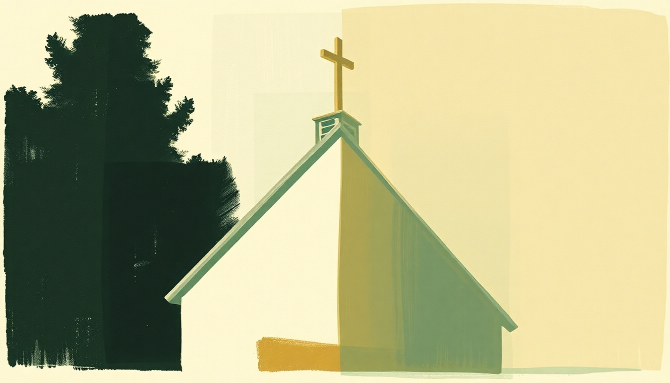 Fan-driven abstract illustration evoking the emotional arc of Old Country Church by Tyler Childers