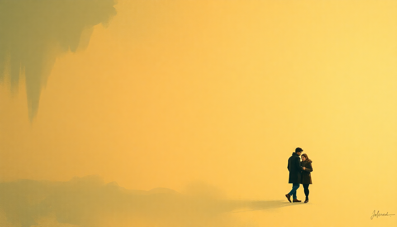 Fan-driven abstract illustration evoking the emotional arc of Old Friends by Simon and Garfunkel