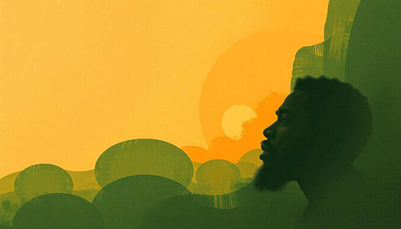 Fan-driven abstract illustration evoking the emotional arc of Old Marcus Garvey by Burning Spear