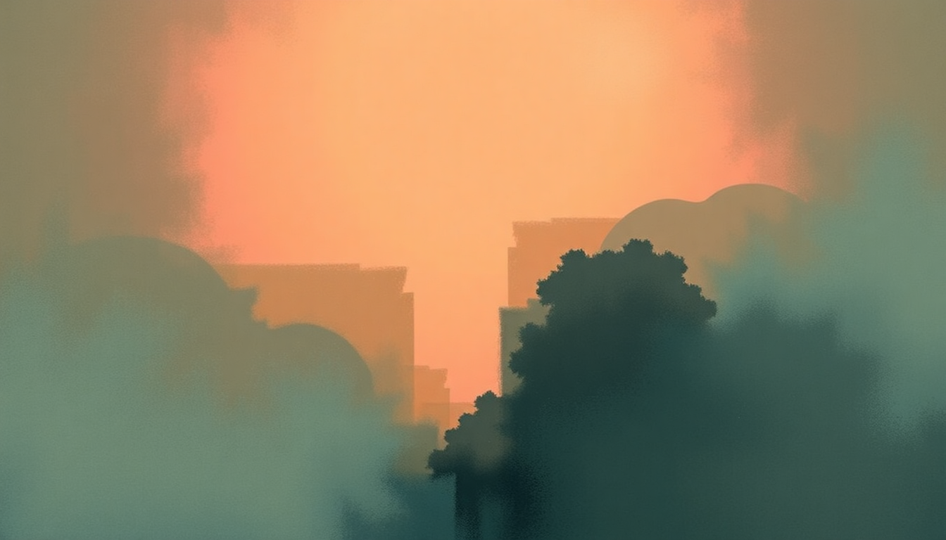 Fan-driven abstract illustration evoking the emotional arc of Old Masters by Lambchop