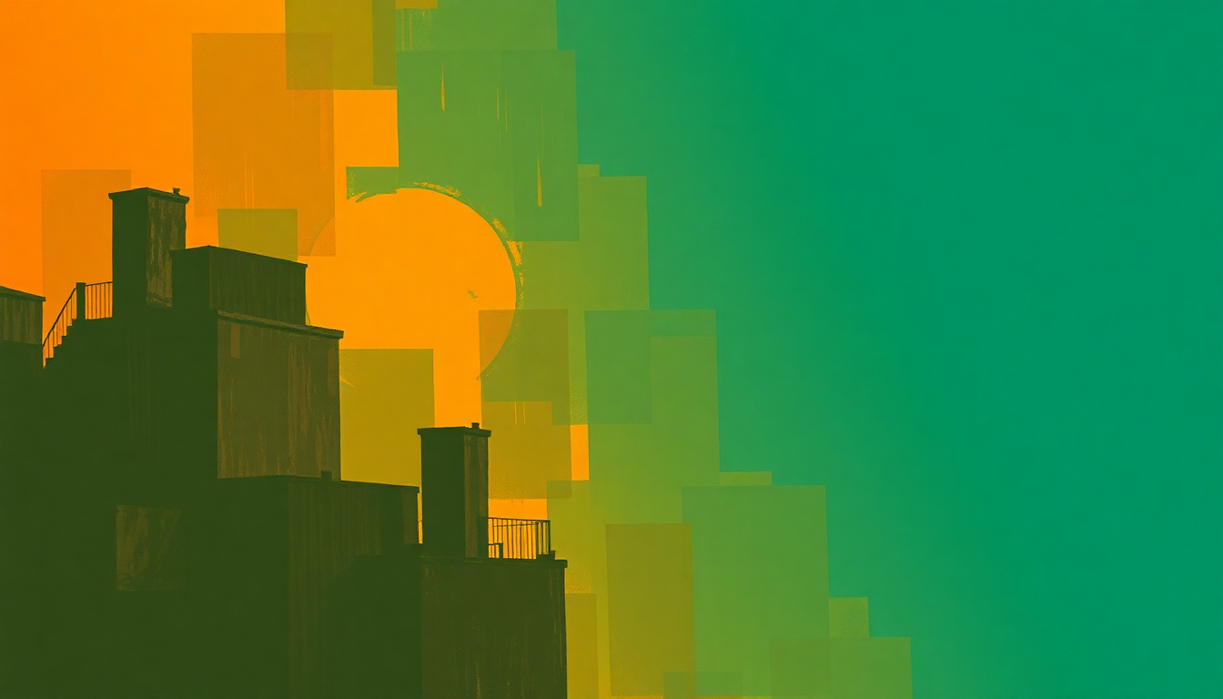 Fan-driven abstract illustration evoking the emotional arc of Old Yellow Bricks by Arctic Monkeys