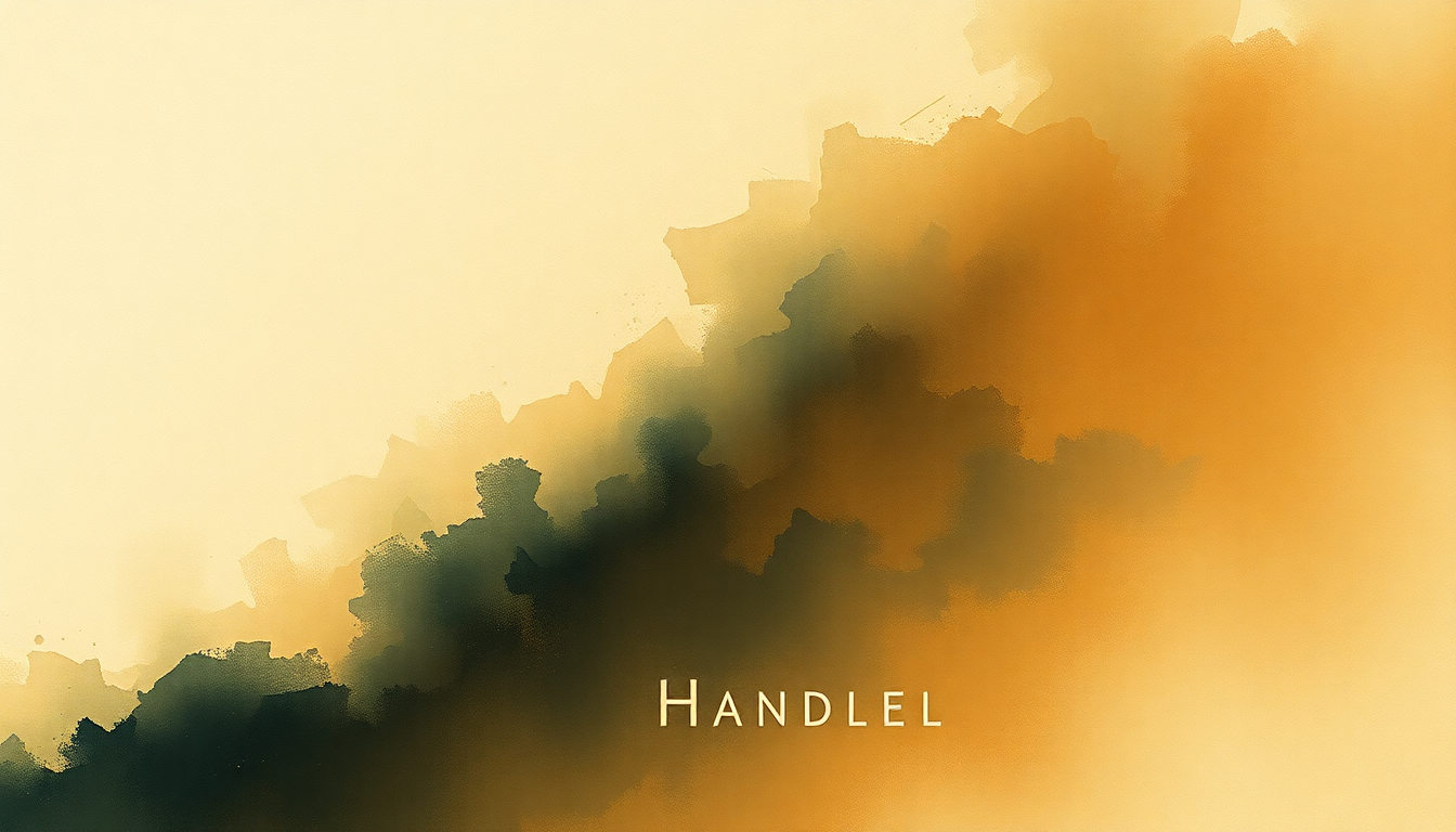 Fan-driven abstract illustration evoking the emotional arc of Ombra mai fu by George Frideric Handel
