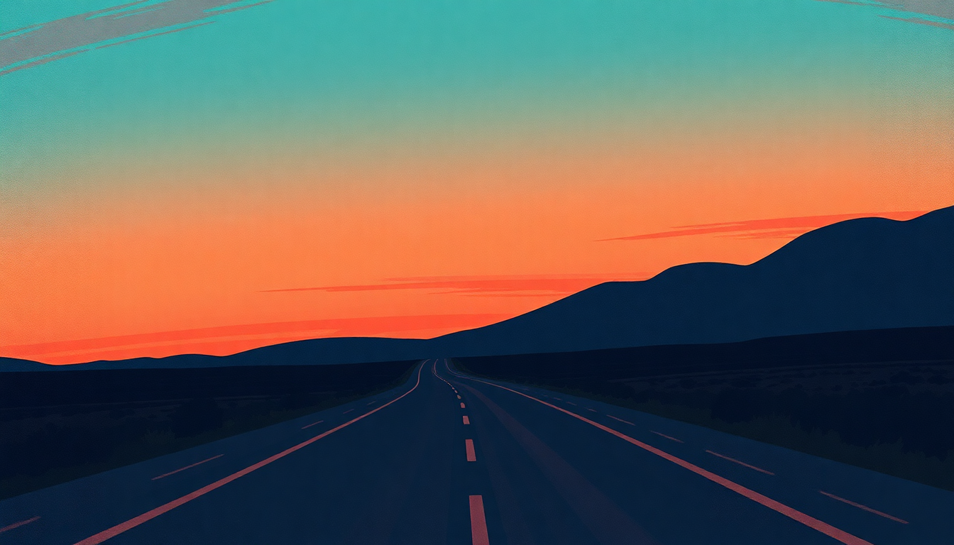 Fan-driven abstract illustration evoking the emotional arc of On the Road Again by Willie Nelson