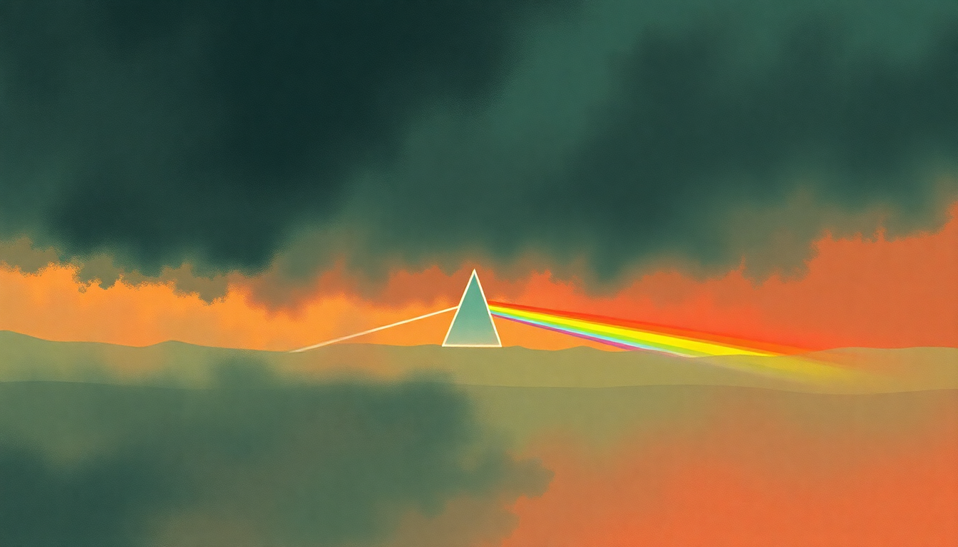 Fan-driven abstract illustration evoking the emotional arc of On the Run by Pink Floyd
